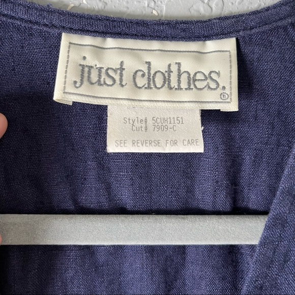 Just Clothes Vintage women’s tie back 100% linen button front top size 8 - Picture 3 of 6